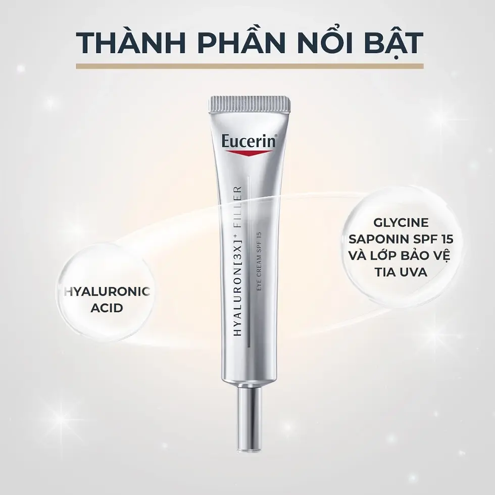 Hình thu nhỏ: Kem dưỡng giảm nếp nhăn vùng mắt Eucerin Hyaluron [3X]+ Filler Eye Cream SPF15 1