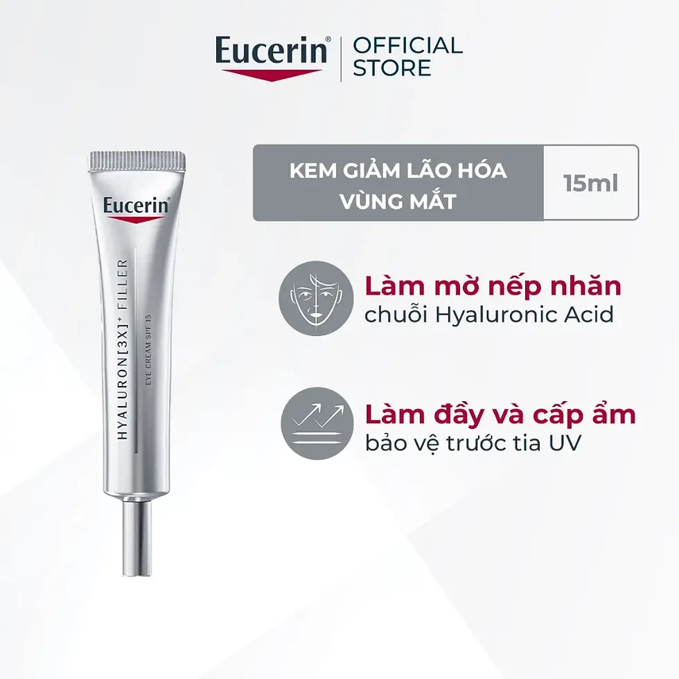 Hình thu nhỏ: Kem dưỡng giảm nếp nhăn vùng mắt Eucerin Hyaluron [3X]+ Filler Eye Cream SPF15 1