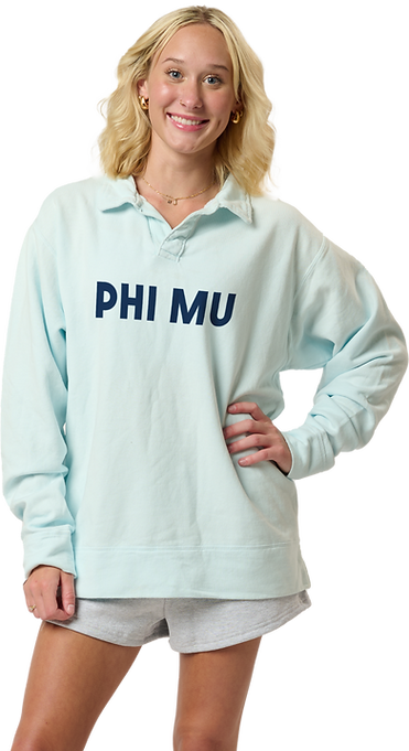 Hanes-GDH490-Garment Dyed Polo Collar Sweatshirt-Soothing Blue-Front-2848.png