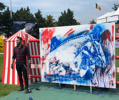 boris normand glitter painting, Rêveur de hurtebise, stade hippique la baule, live paintin