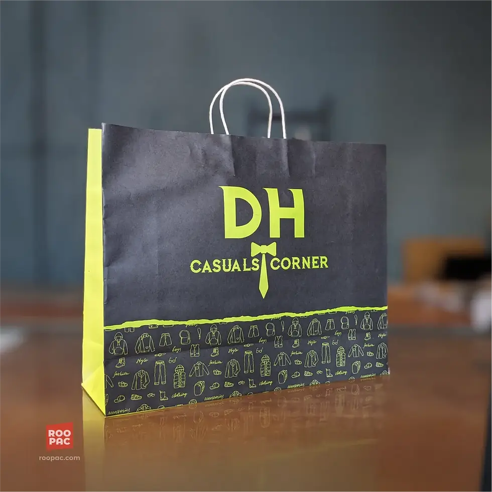 Thumbnail: Printed white paper bag for boutique fashion and saree boxes