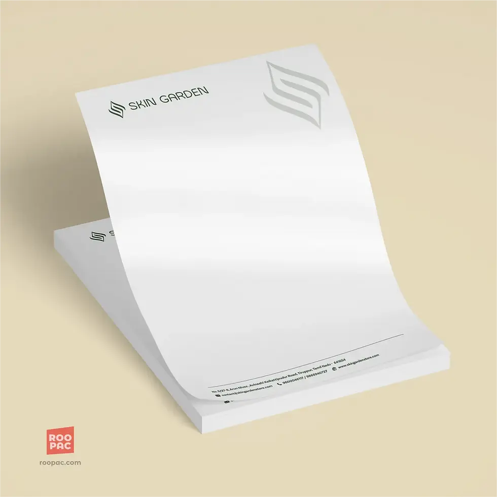 Custom printed letterhead for official communication and brand identity