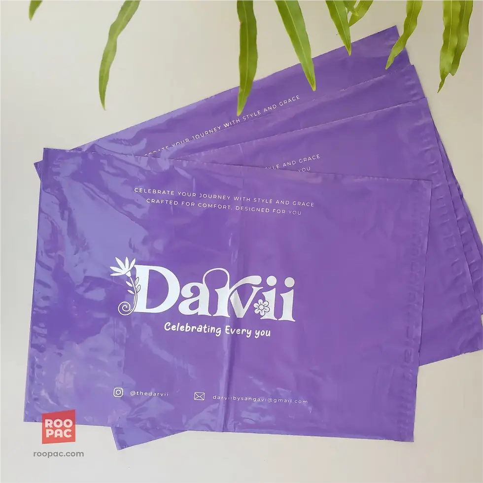 Thumbnail: Roopac's purple poly mailer bags for Darvii online store