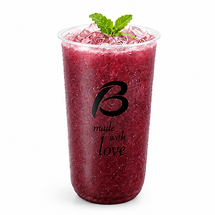 Iced berry mojito with mint sprig in a branded cup