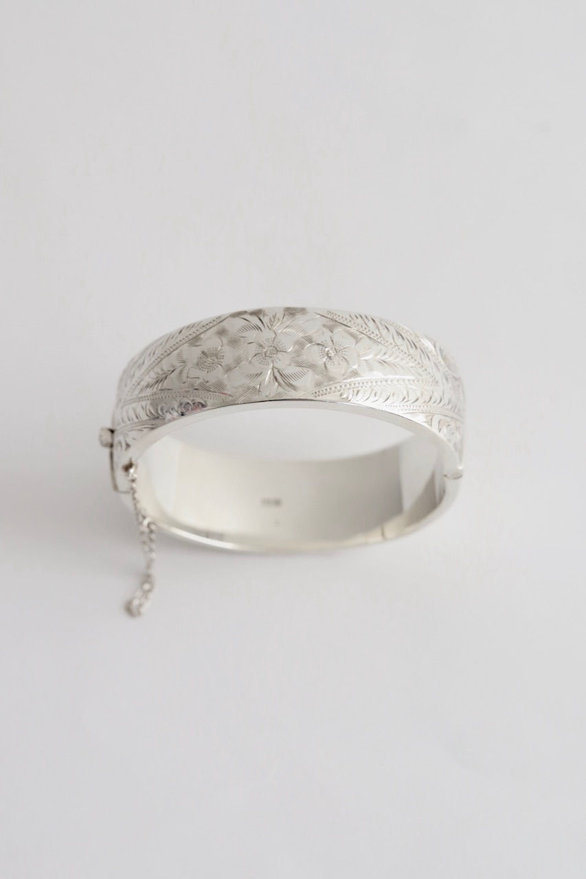 サムネイル： sterling silver Floral pattern bangle