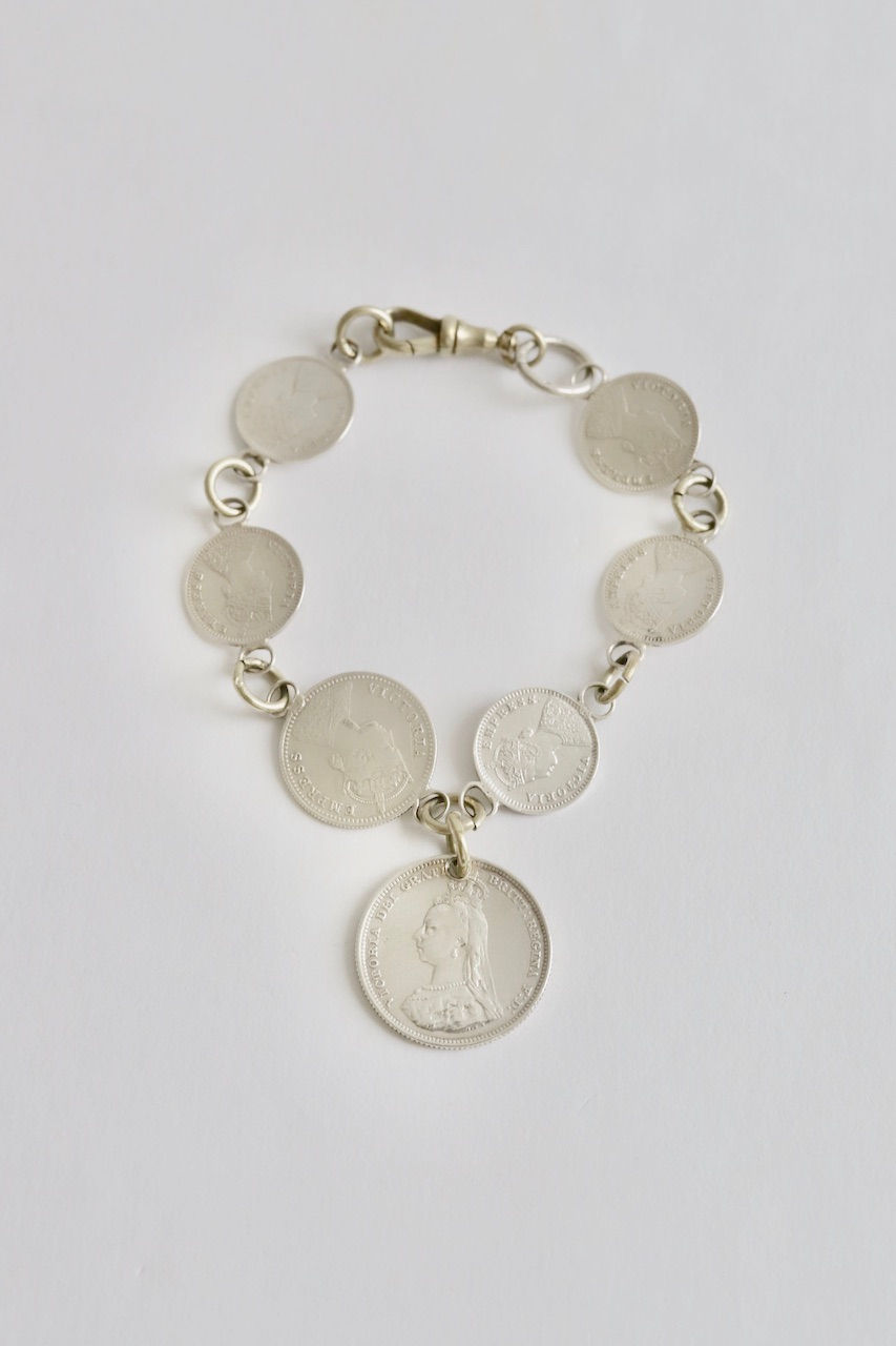 Victorian silver coin bracelet