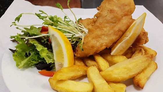 Fish, Chips, Salad