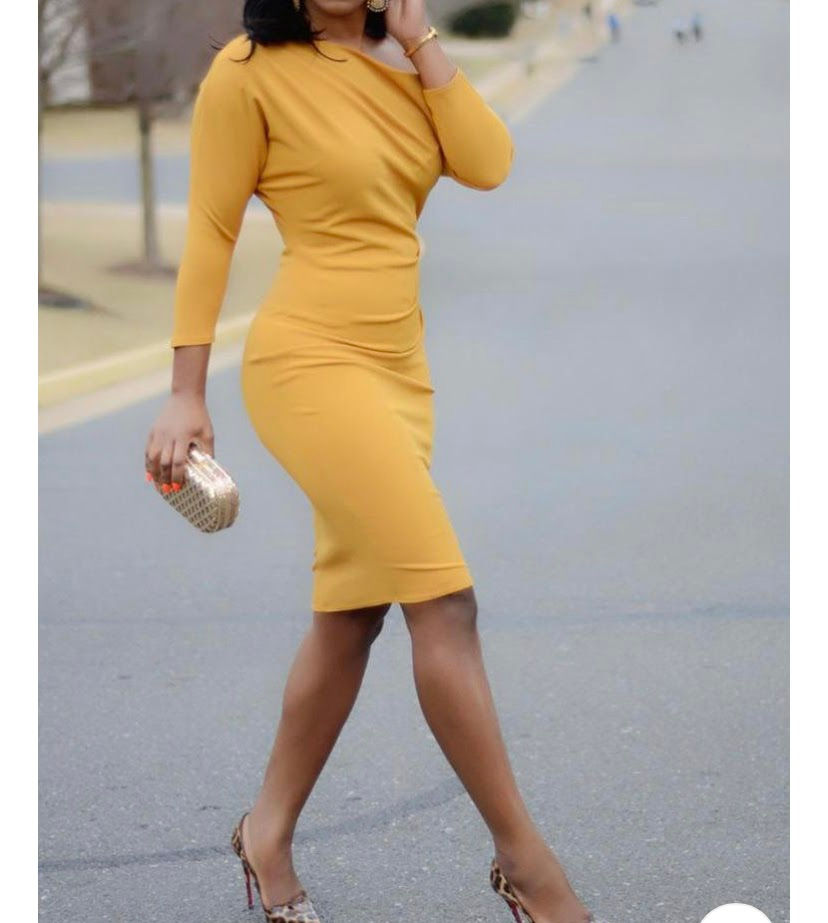 Thumbnail: niki SolidSkew Neck Bodycon Dress