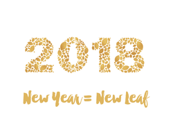 2018 written in leaves with new year equals new leaf