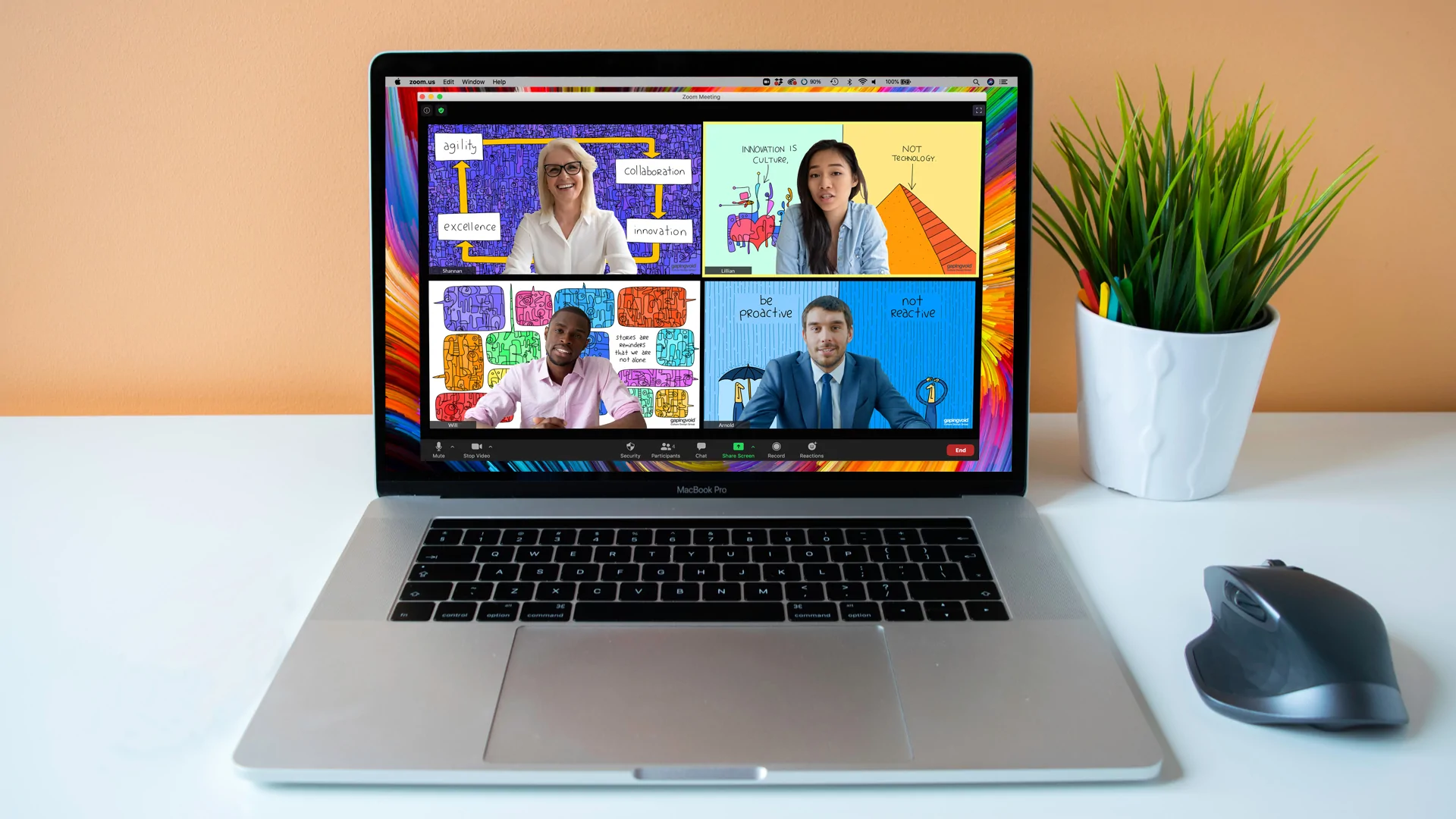 Gaping Void Virtual Backgrounds create more meaningful conversations, openly share ideas and encourage collaboration even at a distance.