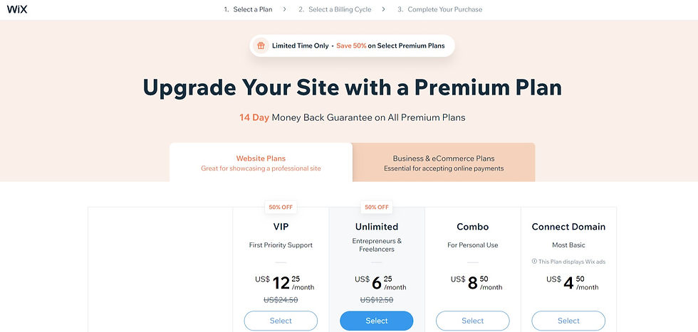 Wix Pricing