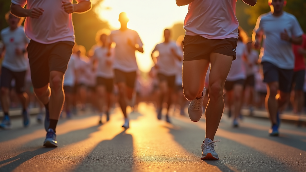 Eye-level view of participants at a fun run