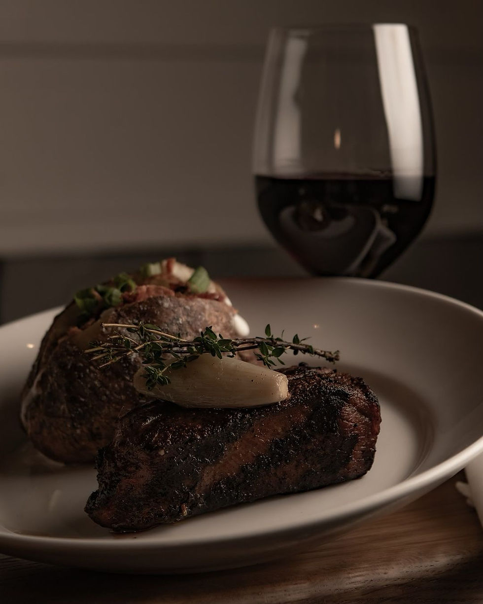 Steak and glass of red wine