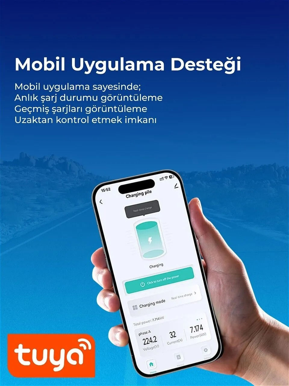 Küçük resim: Hims HCTK-11-PS-S 11kW Akıllı Ev Tipi Taşınabilir Elektrikli Araç Şarj İstasyonu