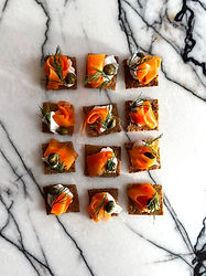 Vegan Christmas canapes - fake smoked salmon