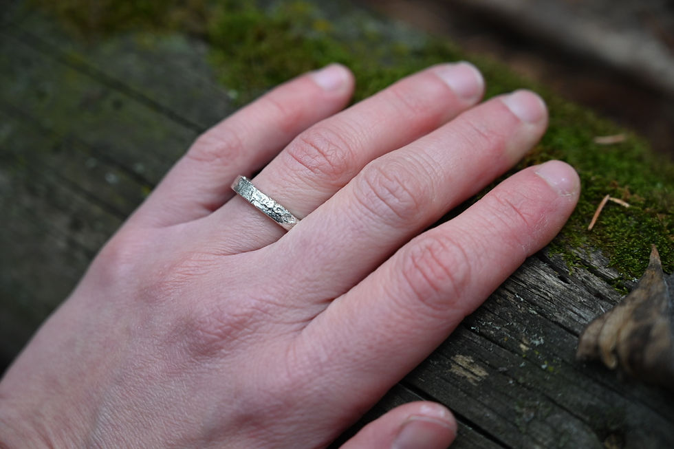 sand-casted silver ring