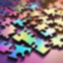 Create an image of iridescent puzzle pieces catching the sunlight.jpg