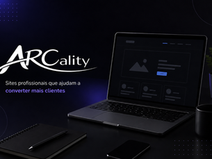 Logo da Arcality ao lado de um computador exibindo um site profissional para empresas locais