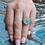 Miniature : Bague “Tortue des Mers” – Bleu Océan | Ronde bleu pastel