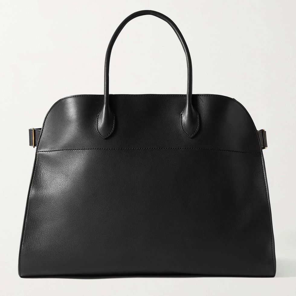 The Row MARGAUX 17 BUCKLED LEATHER TOTE back view