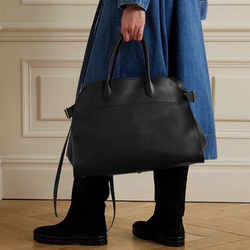 The Row MARGAUX 17 BUCKLED LEATHER TOTE street style