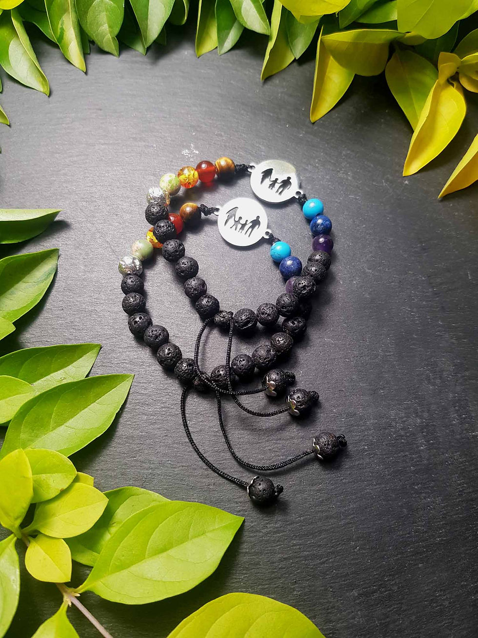 Miniature : Bracelets fils de nylon ajustable "Family, love & chakra" - 3367F