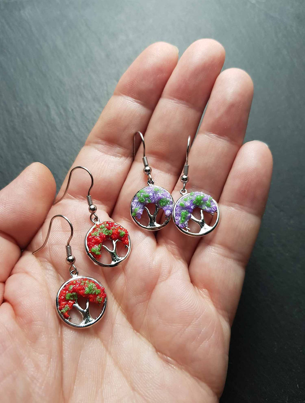 Miniature : Boucles MINI jacaranda ou flamboyant ARGENTÉ AU CHOIX 15mm - 3567ARG