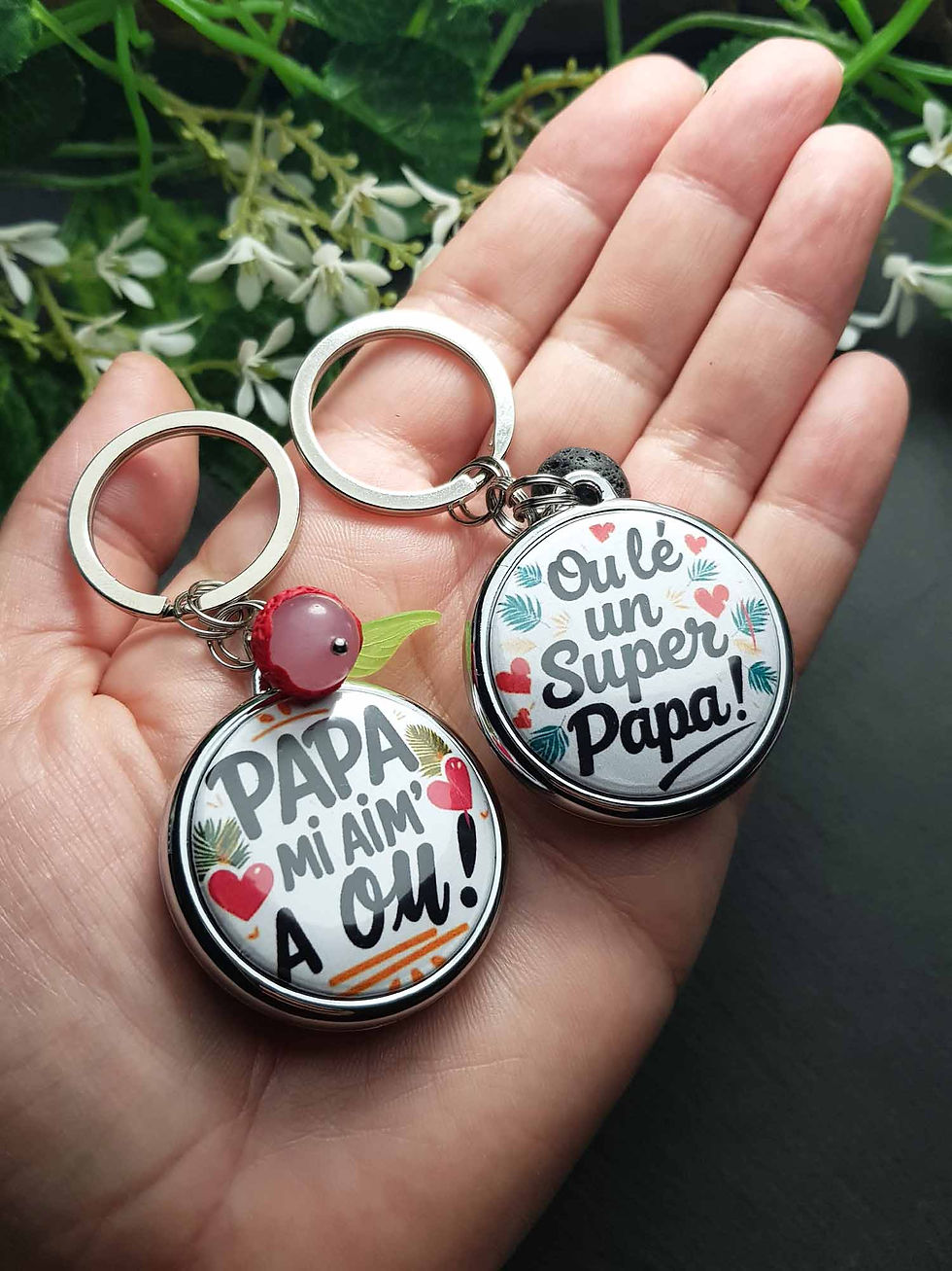 Miniature : Porte-clés double faces PAPA MI AIM' A OU / Super papa - 3602P