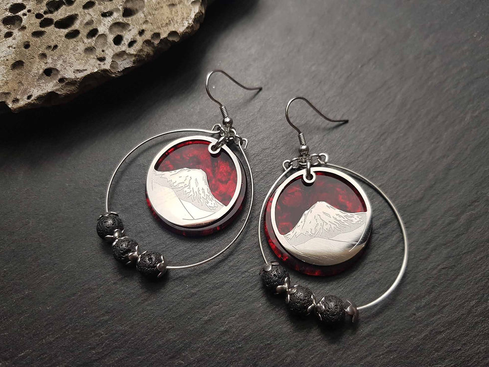 Miniature : Boucles "La Fournaise", acier inox doré ou argenté AU CHOIX - 3453