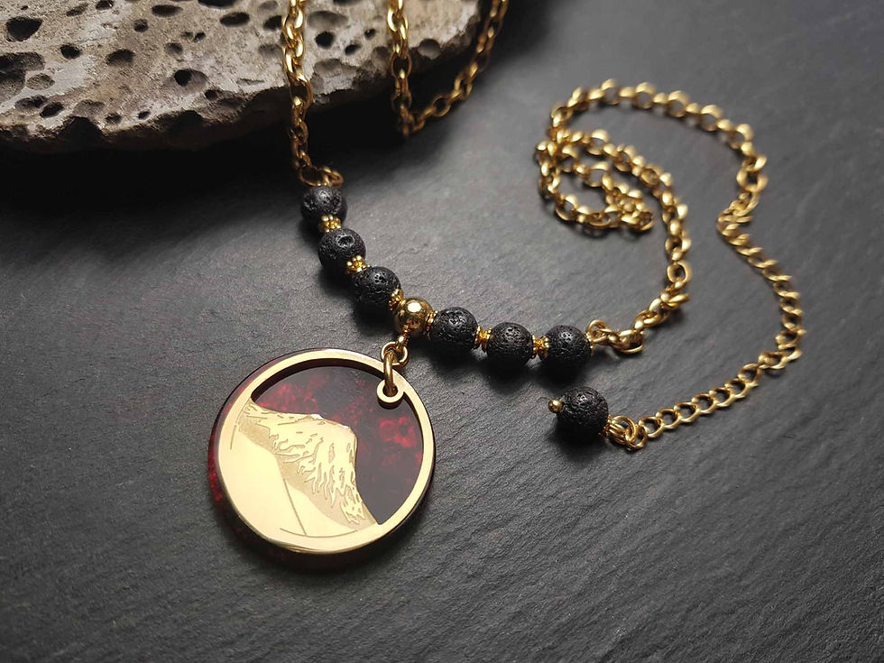 Miniature : Collier "La Fournaise", acier inox doré ou argenté AU CHOIX - 3454