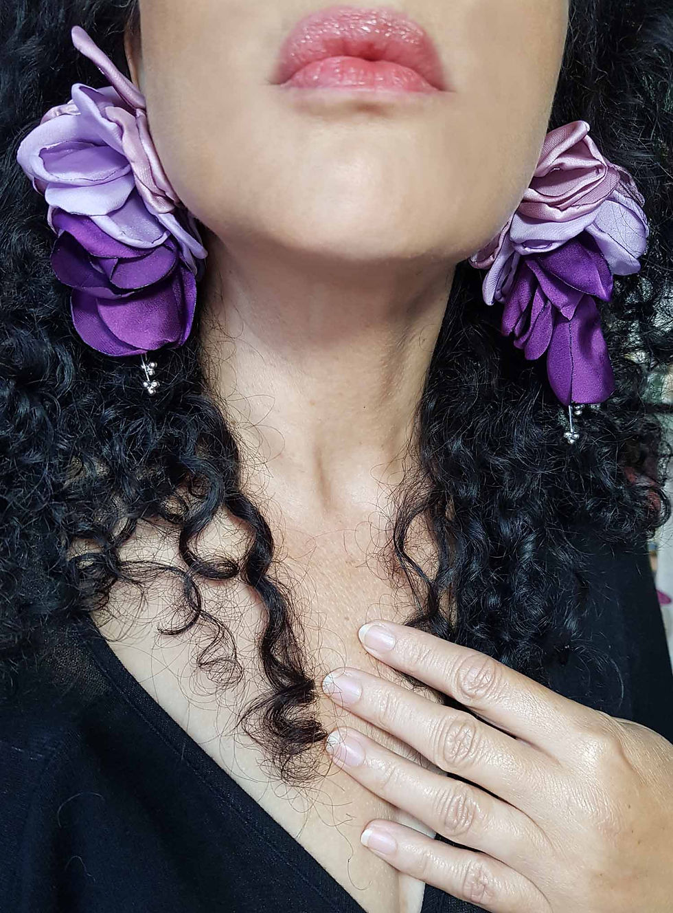 Miniature : Boucles clips GÉANTES "Medinilla magnifica" ROSE PARME VIOLET  - 3488