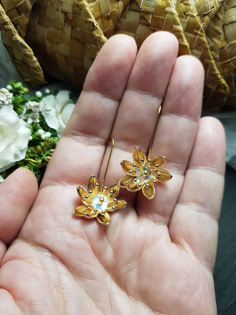 Miniature : Longues boucles "Lotus d'or" - 3678
