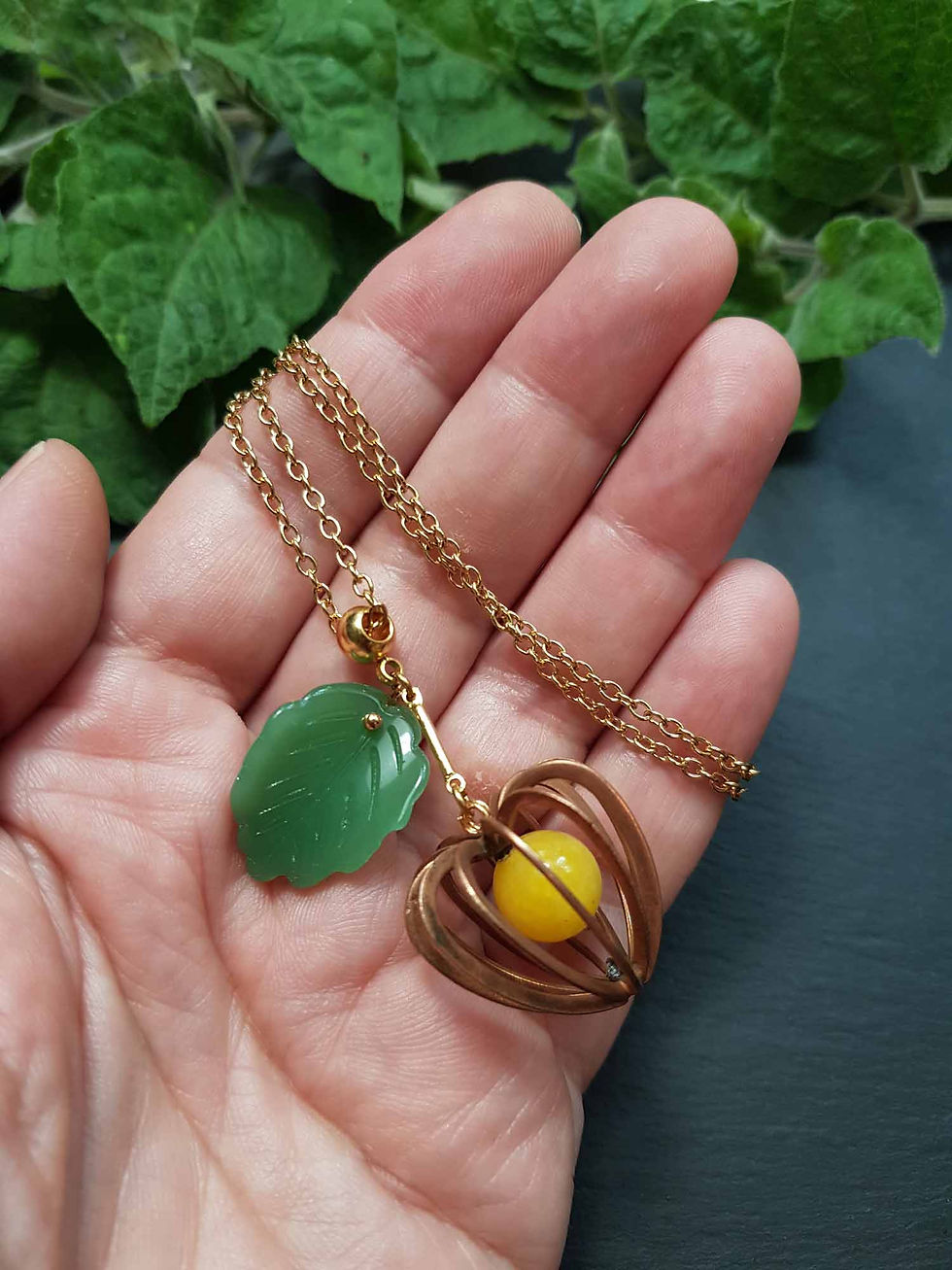 Miniature : Long collier physalis, l'Amour en cage ou poc-poc - 3460