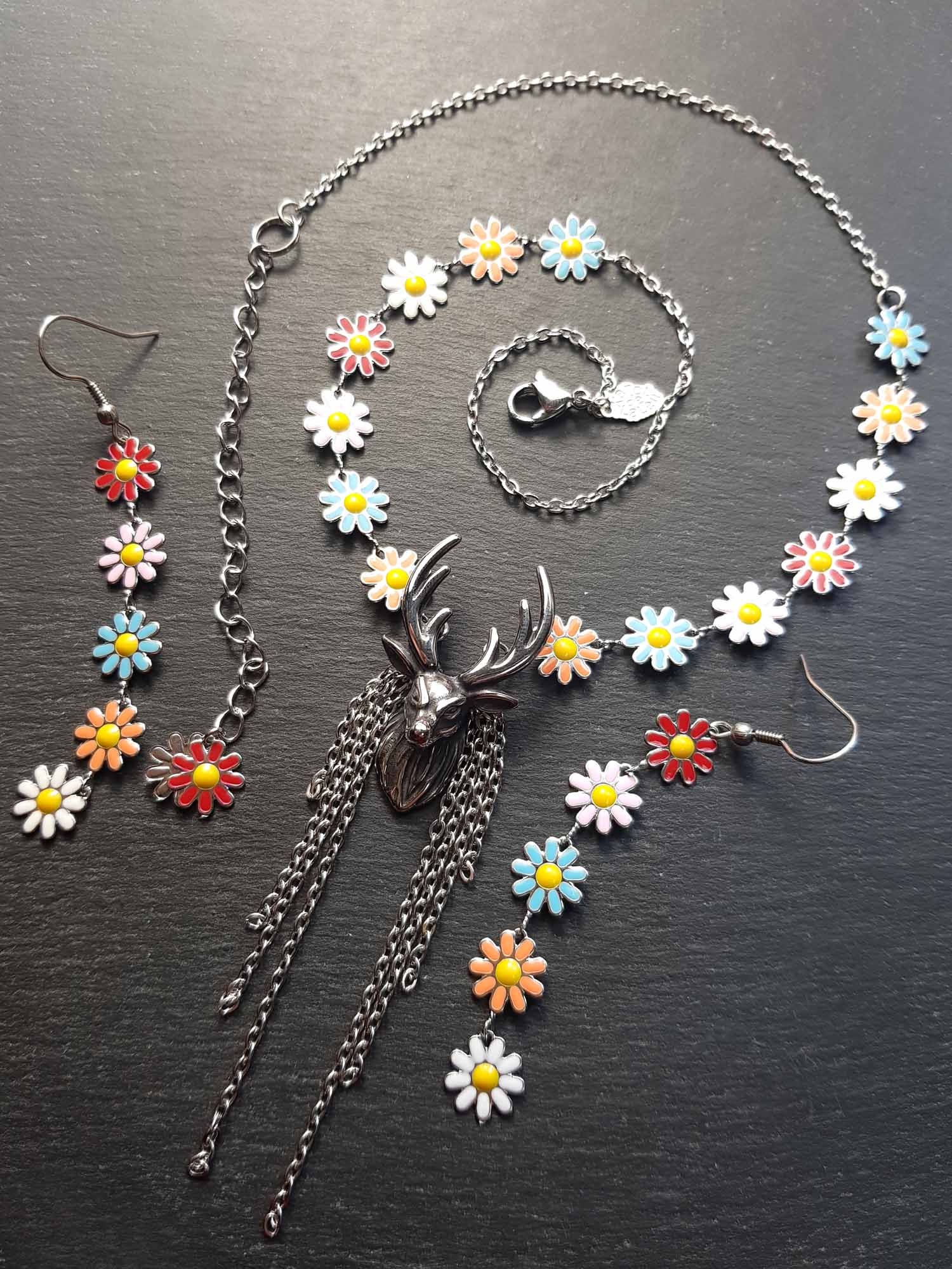 Parure acier inoxydable "A l'orée du bois....féerie" - 3293