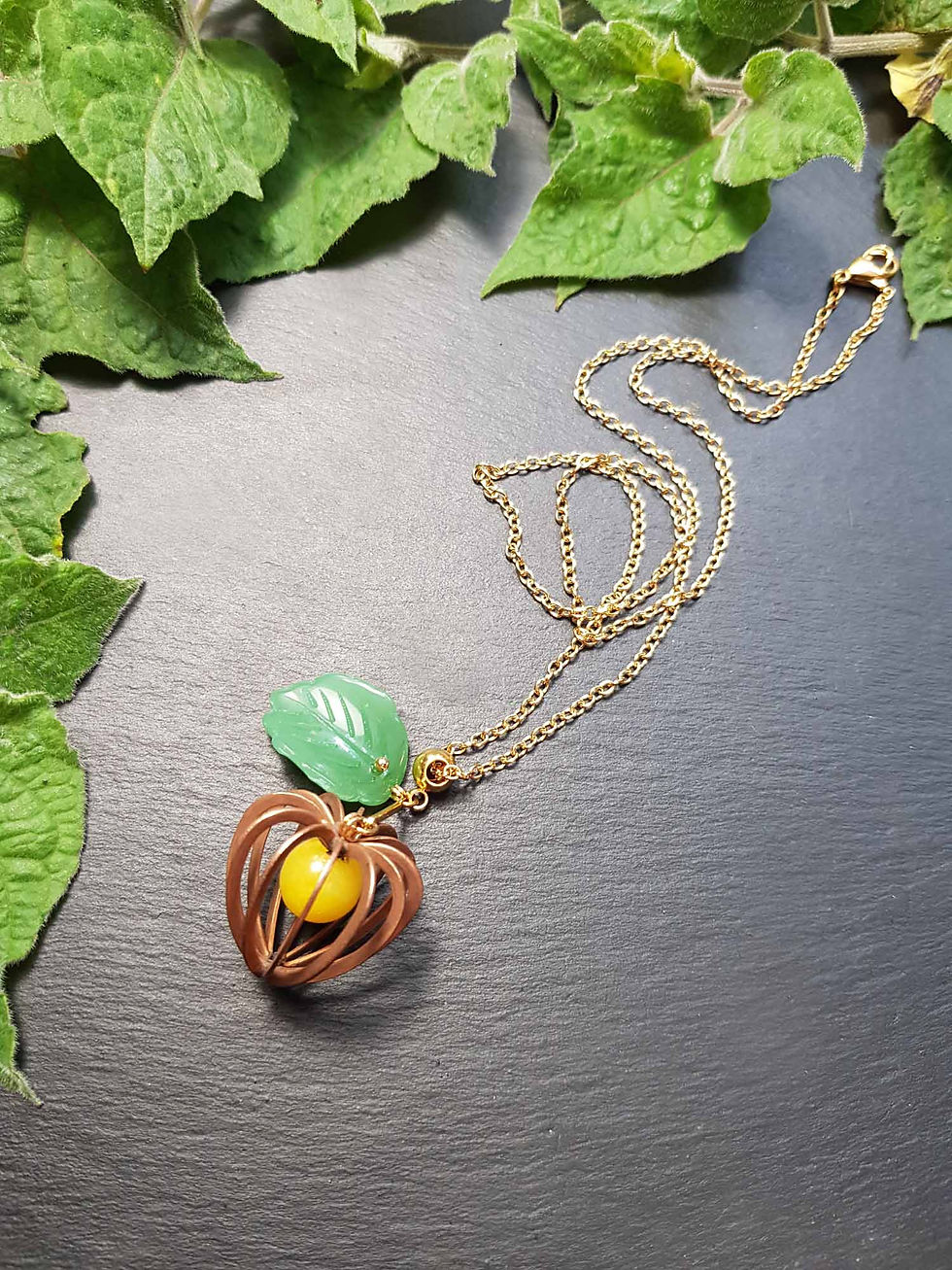 Miniature : Long collier physalis, l'Amour en cage ou poc-poc - 3460