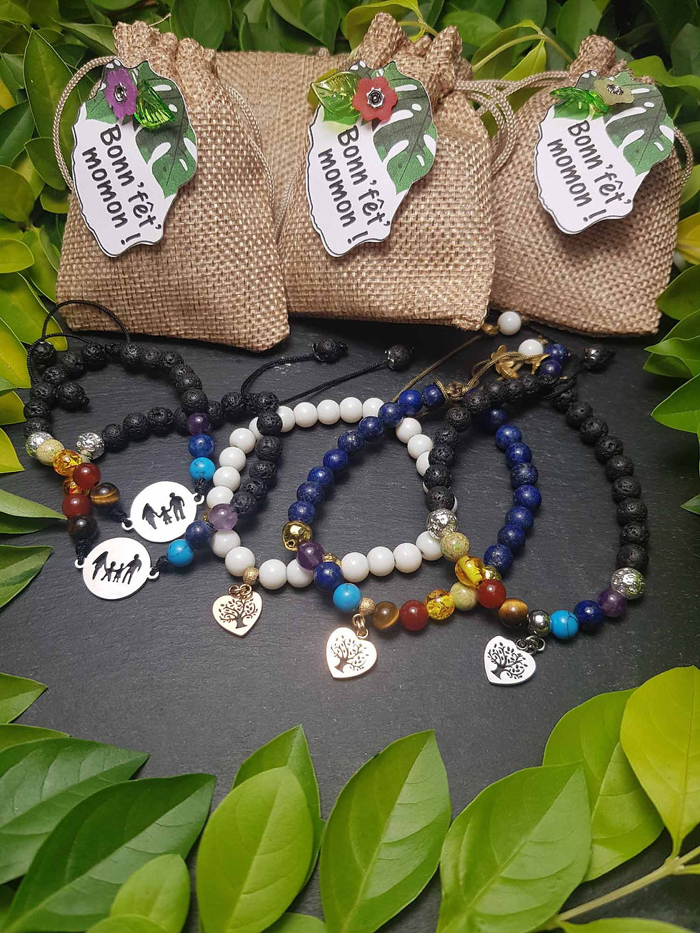 Miniature : Bracelets fils de nylon ajustable "Family, love & chakra" - 3367F