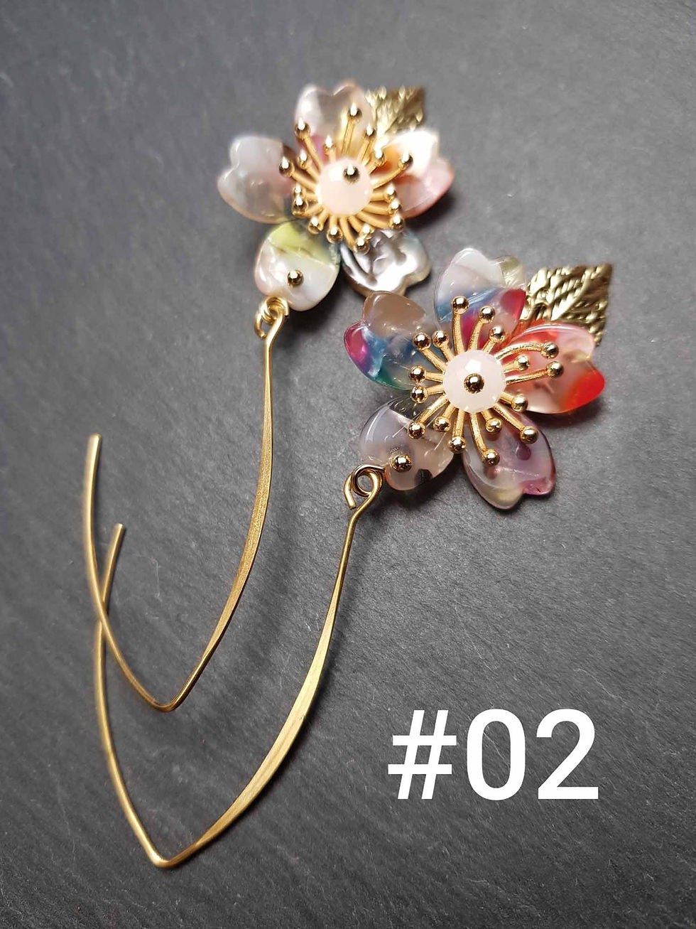 Miniature : Boucles bohèmes longs crochets et fleurs- 3428