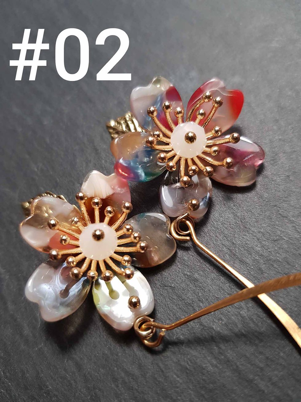 Miniature : Boucles bohèmes longs crochets et fleurs- 3428