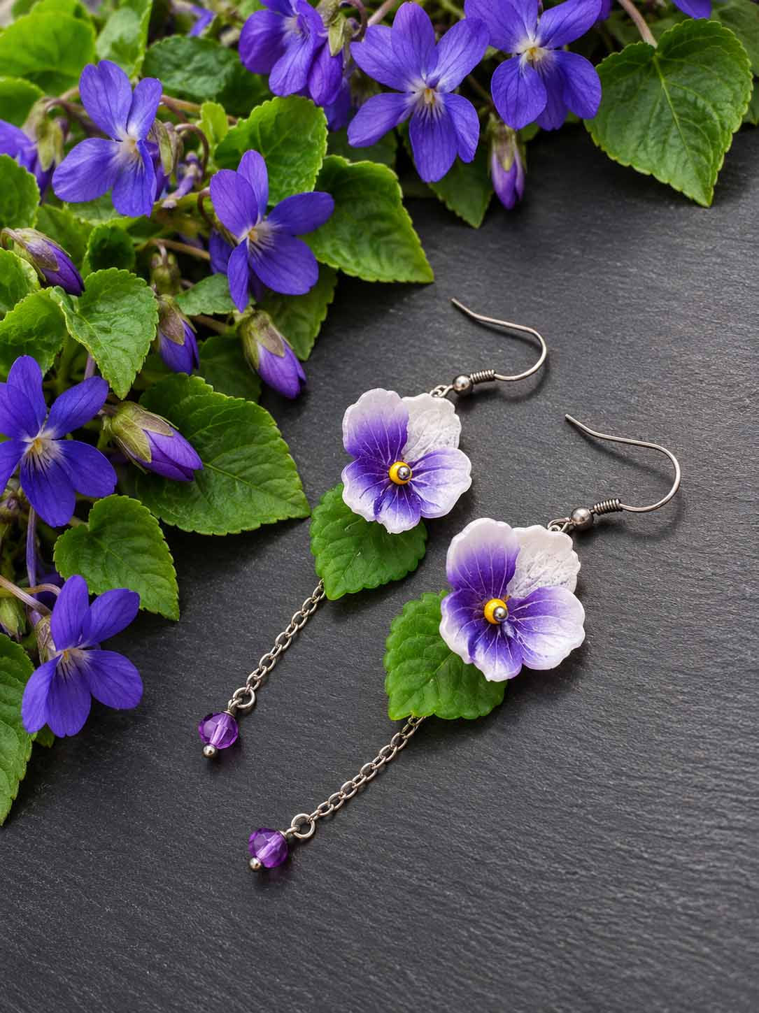 Boucles lovely flower "pensées ou violettes" - 3284