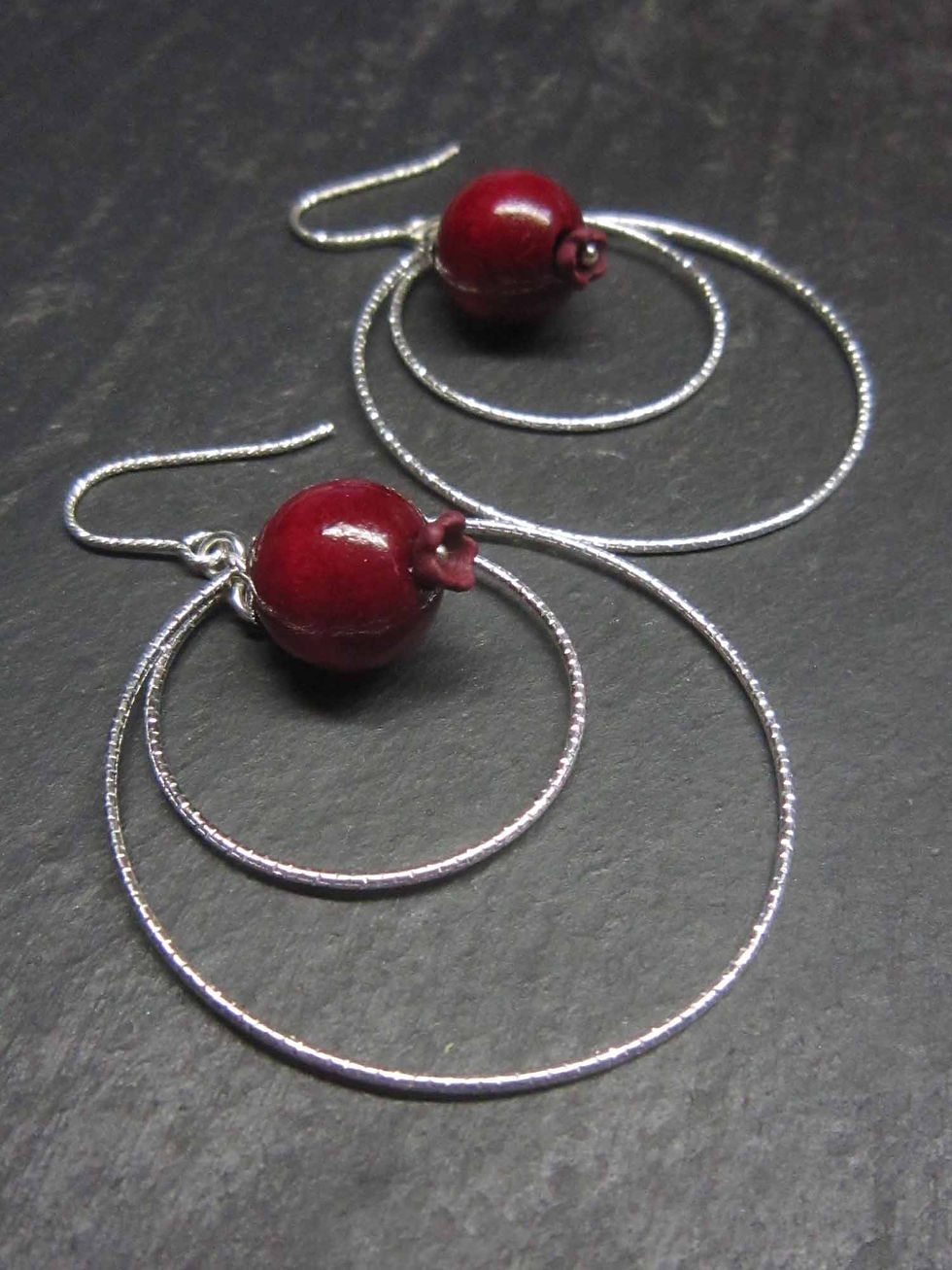 Miniature : Boucles argent 925 travaillé créoles rondes goyaviers
