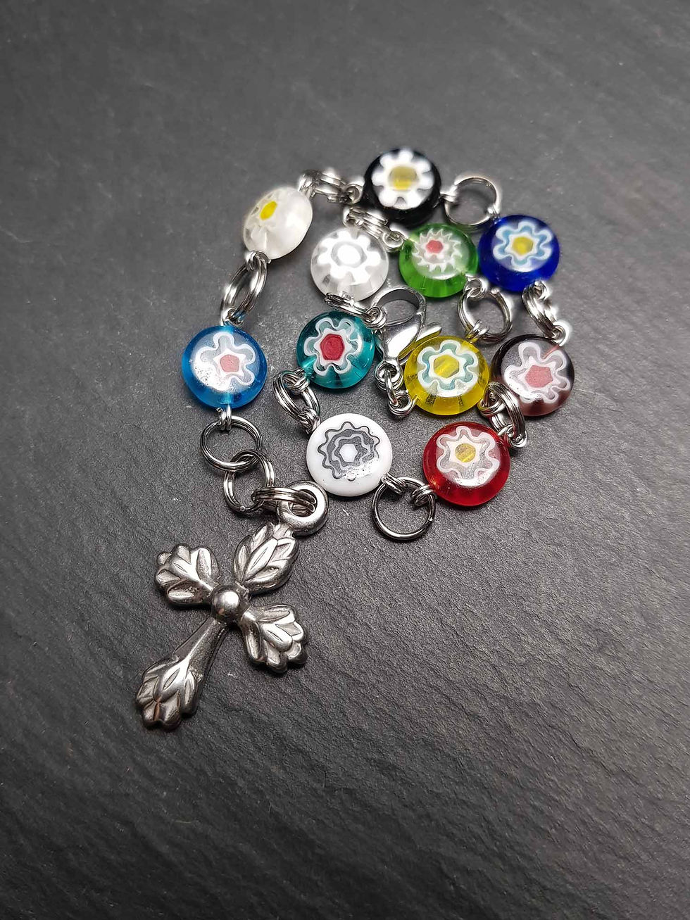 Miniature : Bracelet dizainiers acier inox perles résine ou millefiori AU CHOIX -3698