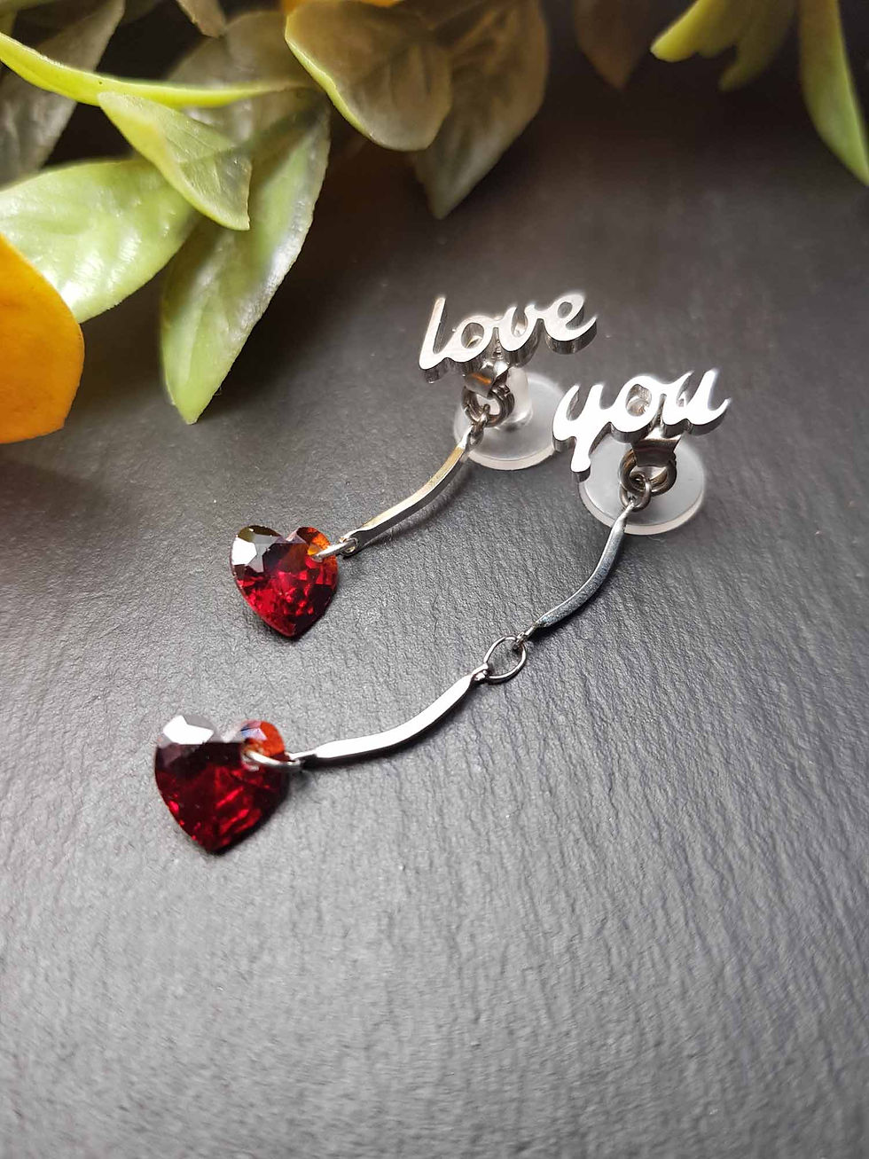 Miniature : Boucles clous minimalistes "LOVE YOU", argenté/doré au choix - 3435