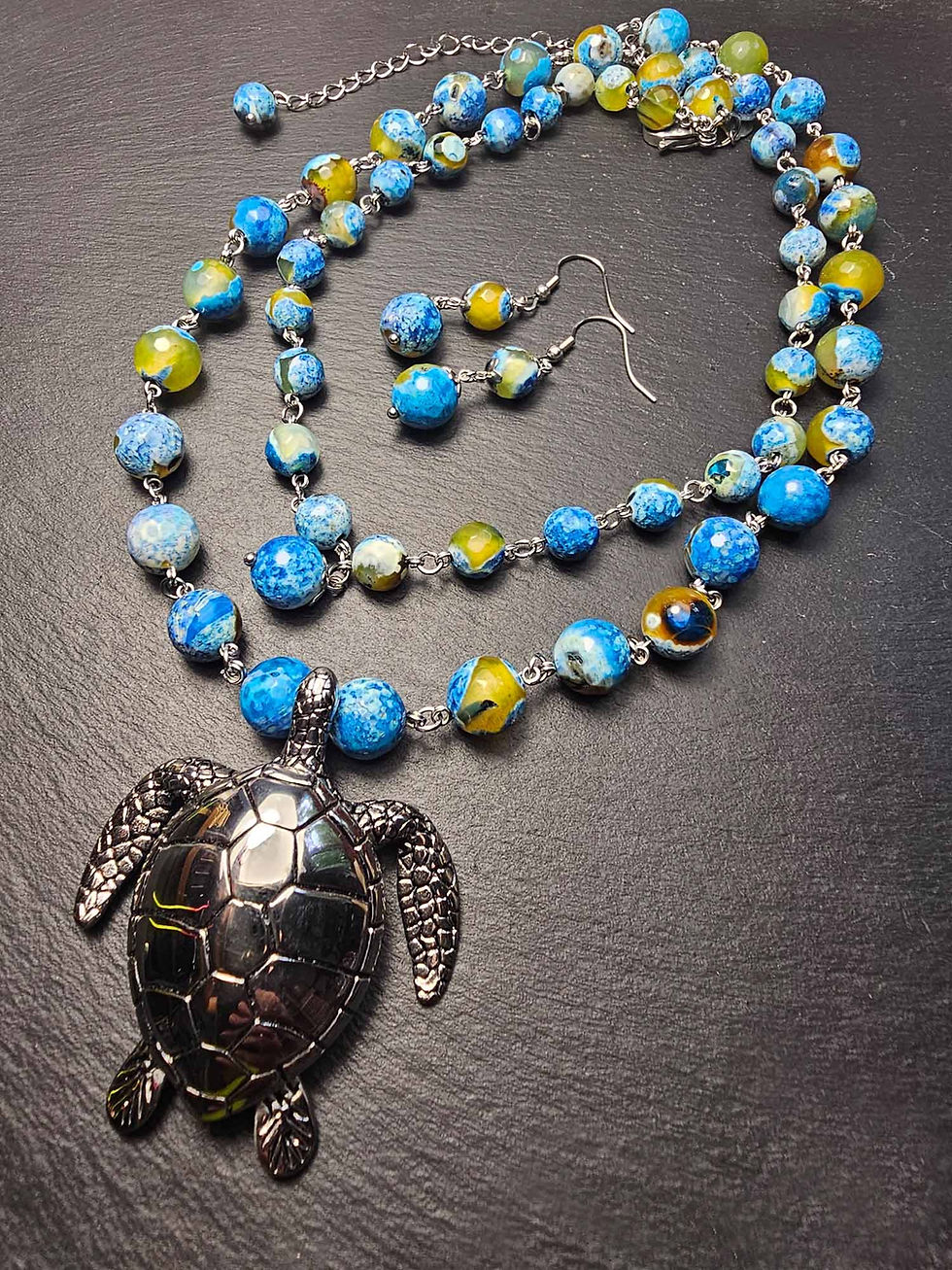 Miniature : Parure IMPOSANTE "Turtle dream : sand and sea" - 3452