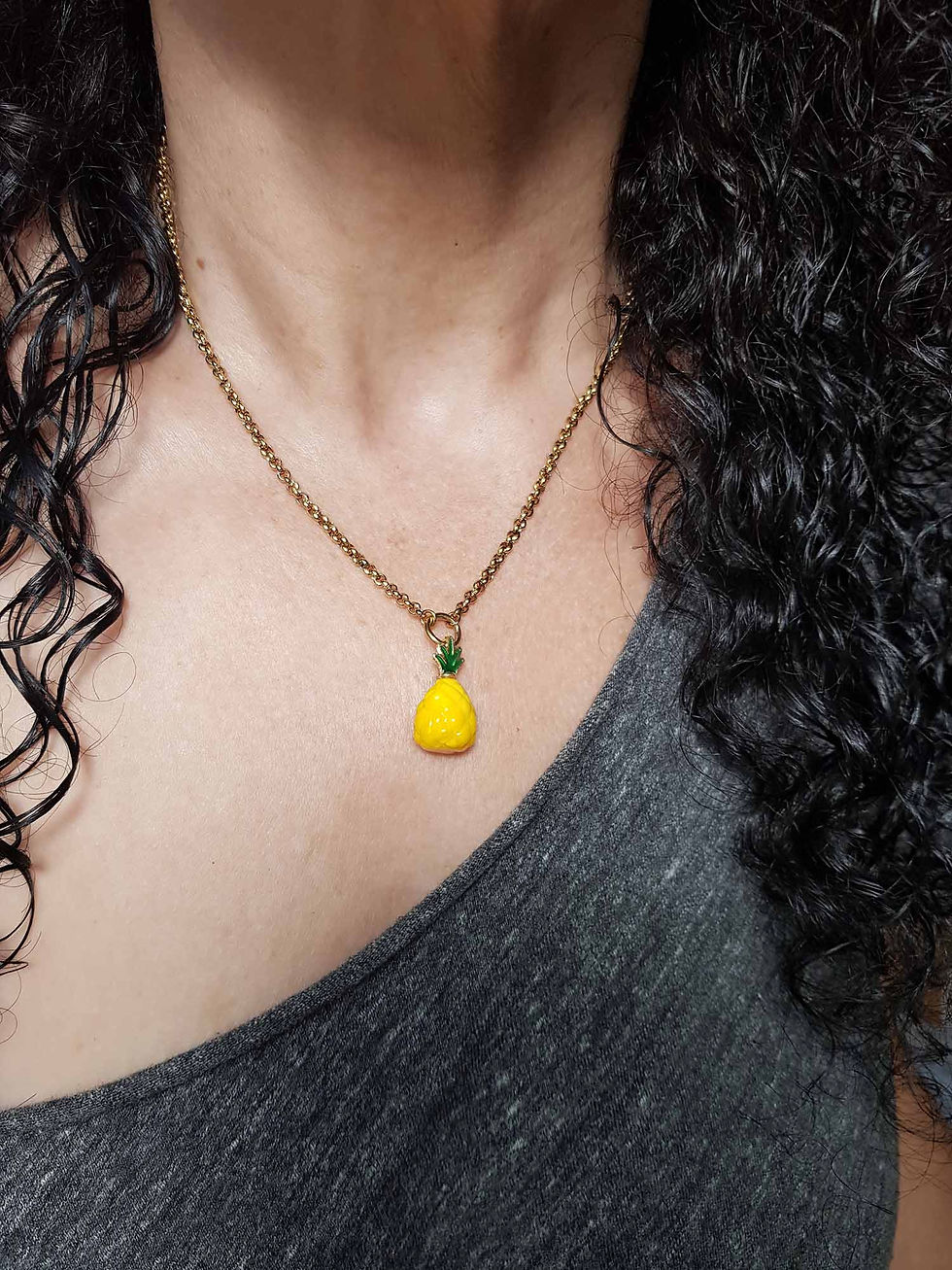 Miniature : Collier "Ananas Victoria jaune soleil" - 3677C