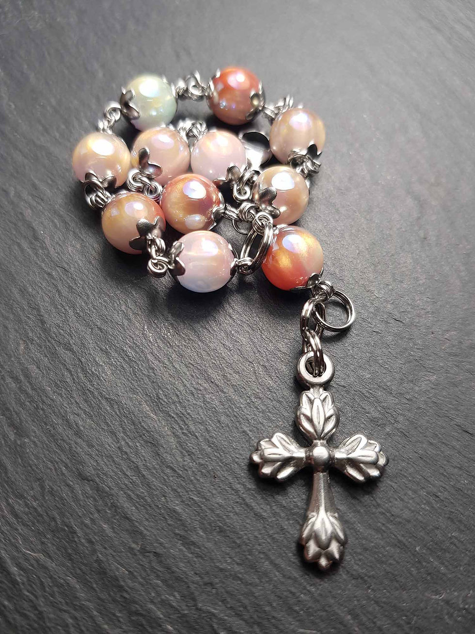 Miniature : Bracelet dizainiers acier inox perles résine ou millefiori AU CHOIX -3698
