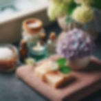 a mini vase with a cotton branch or hydrangea