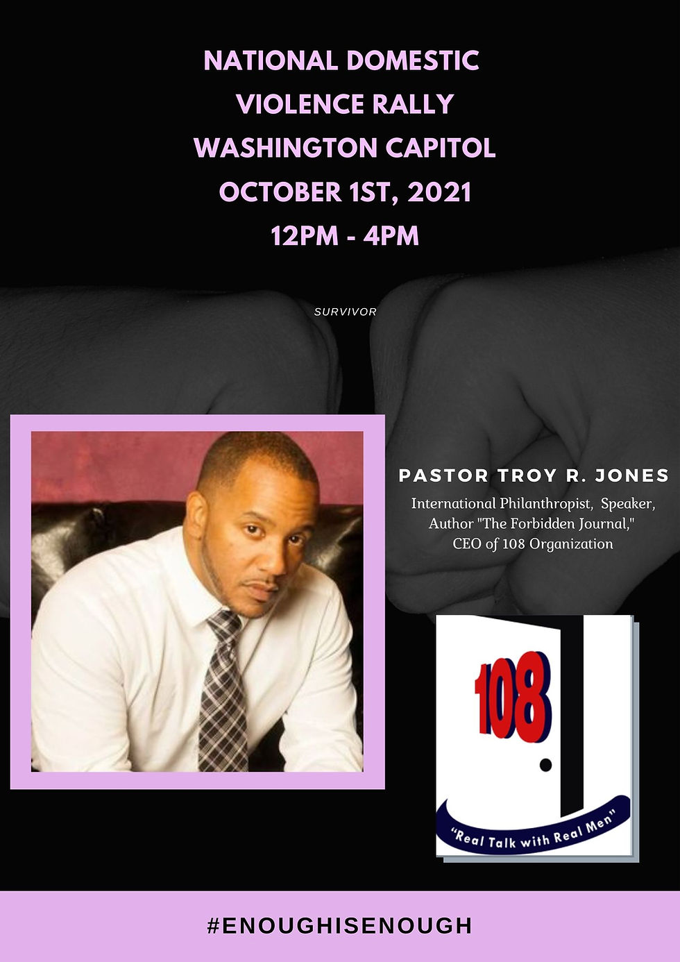 Black and Purple Photo Domestic Violence Poster