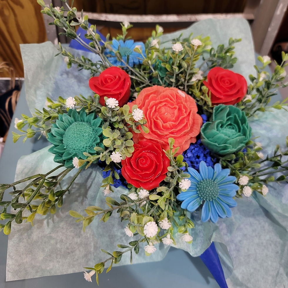 Thumbnail: Tea Cup/Basket Floral Wax Bouquet "Forever in Bloom"