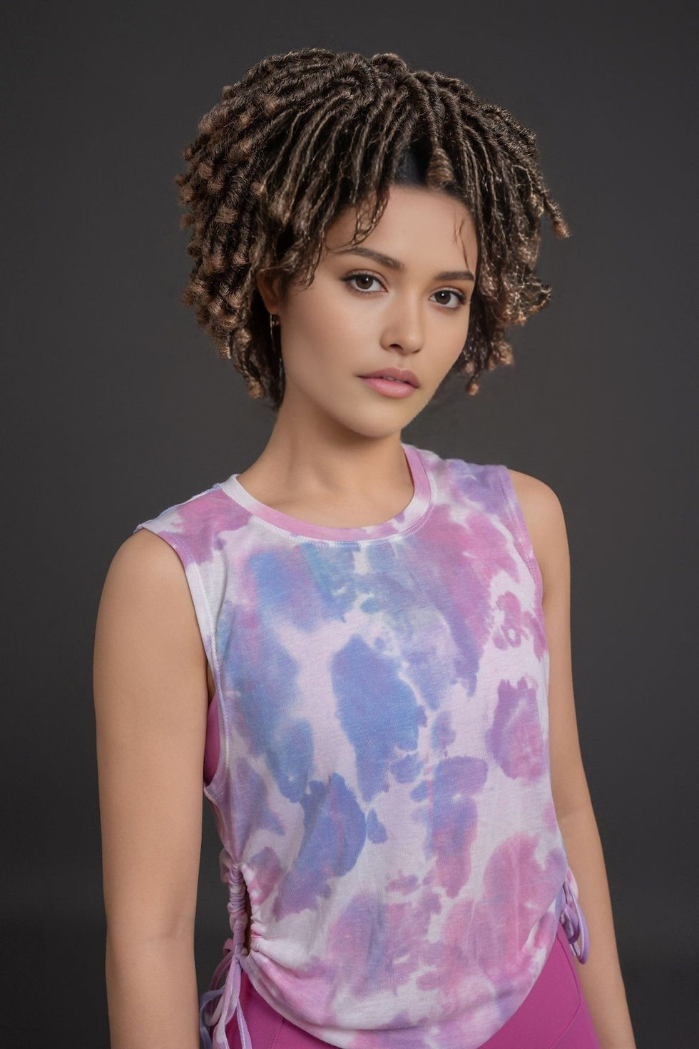 Thumbnail: Side-Slit Drawstring Gradient Sleeveless Top