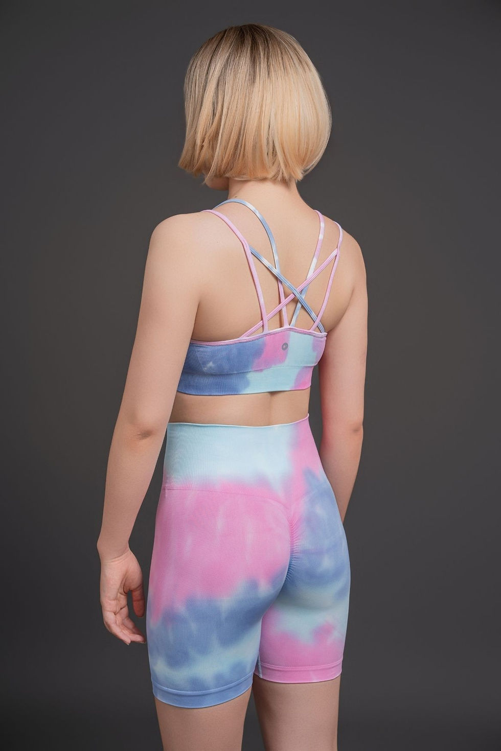 Thumbnail: Gradient Tie-Dye Printed Cross-Back Shorts Set